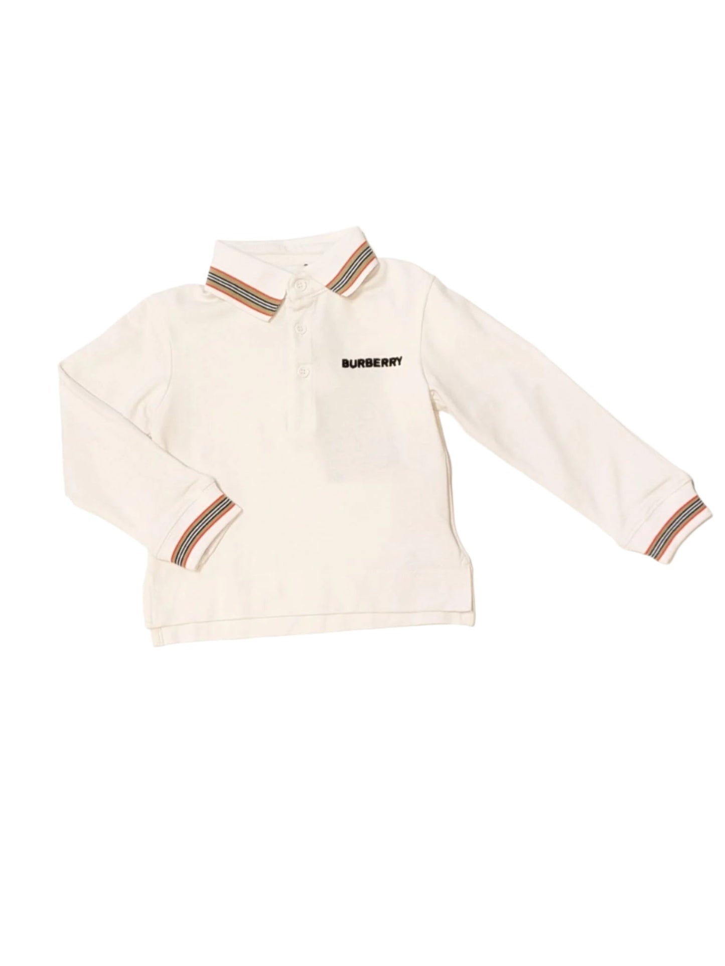 Burberry Long Sleeve Polo- White