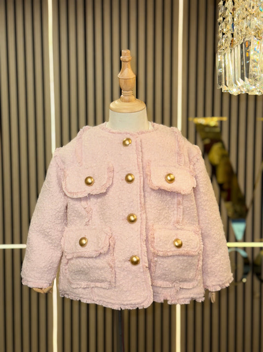 Bylt Kids Pink Jacket - Gold buttons