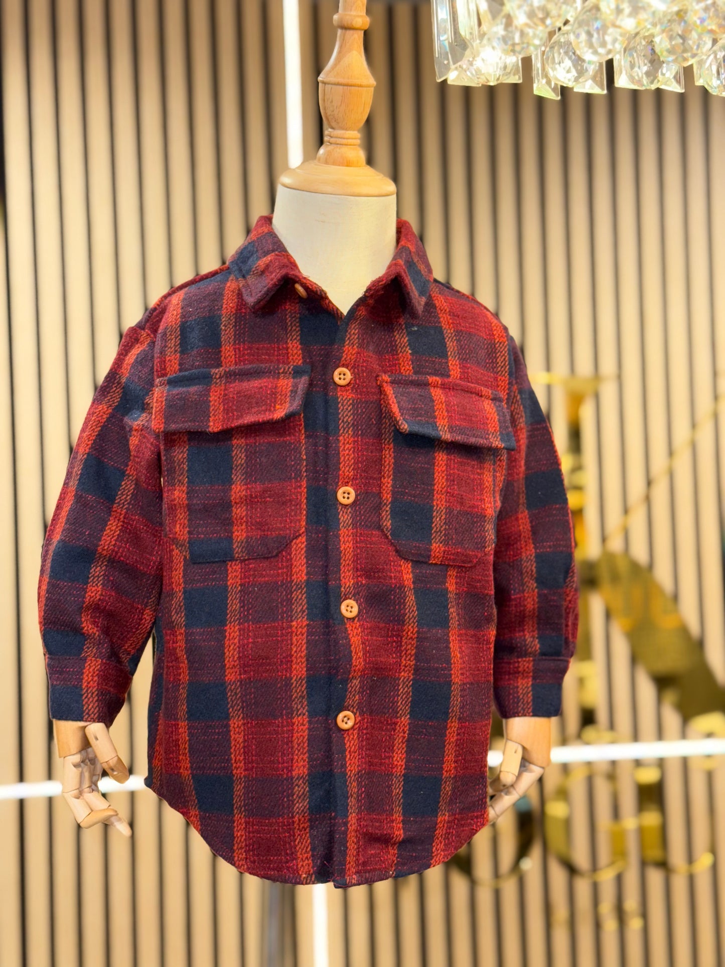 Red & Navy Plaid Shirt- Fall